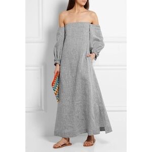 Lisa Marie Fernandez Linen Off-Shoulder Maxi Dress